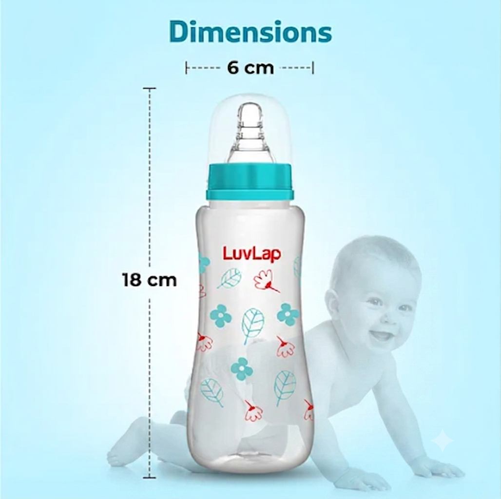 LuvLap Anti-Colic Slim/Regular Neck Slim Neck Folwer Feeding Bottle,Plain, with anti Colic Nipple, New Born / Infants / Toddler upto 3 years, BPA
