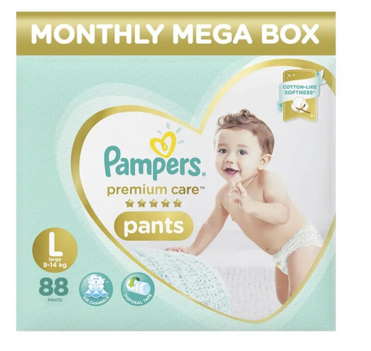 Pampers Premium Care Pant Style Baby Diapers | Large (L size) | 88 Count
