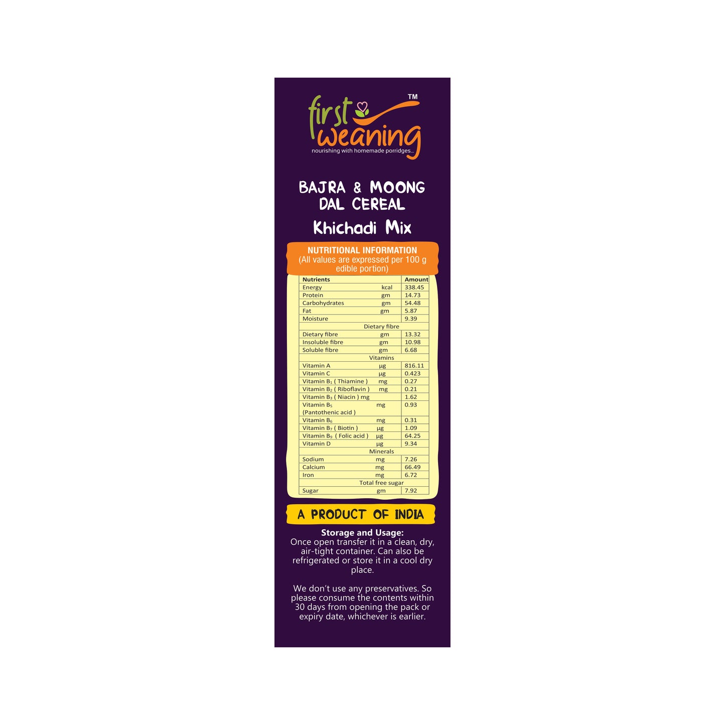 First Weaning Bajra & Moongdal 300gm ( 9months Kids)