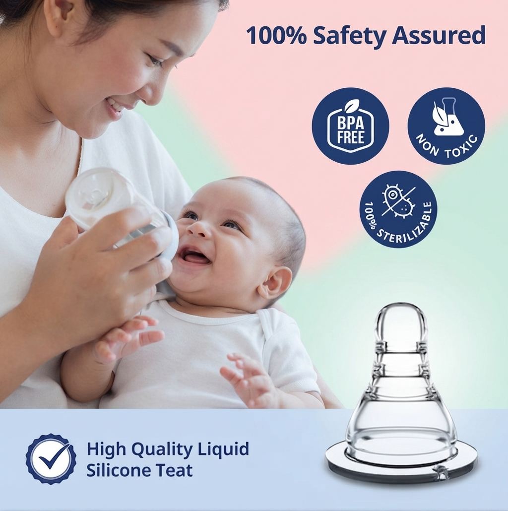LuvLap Anti-Colic Essential Teat/Nipple for Slim Neck Bottle, 4pcs, Variable Flow "X", 9m+, BPA free
