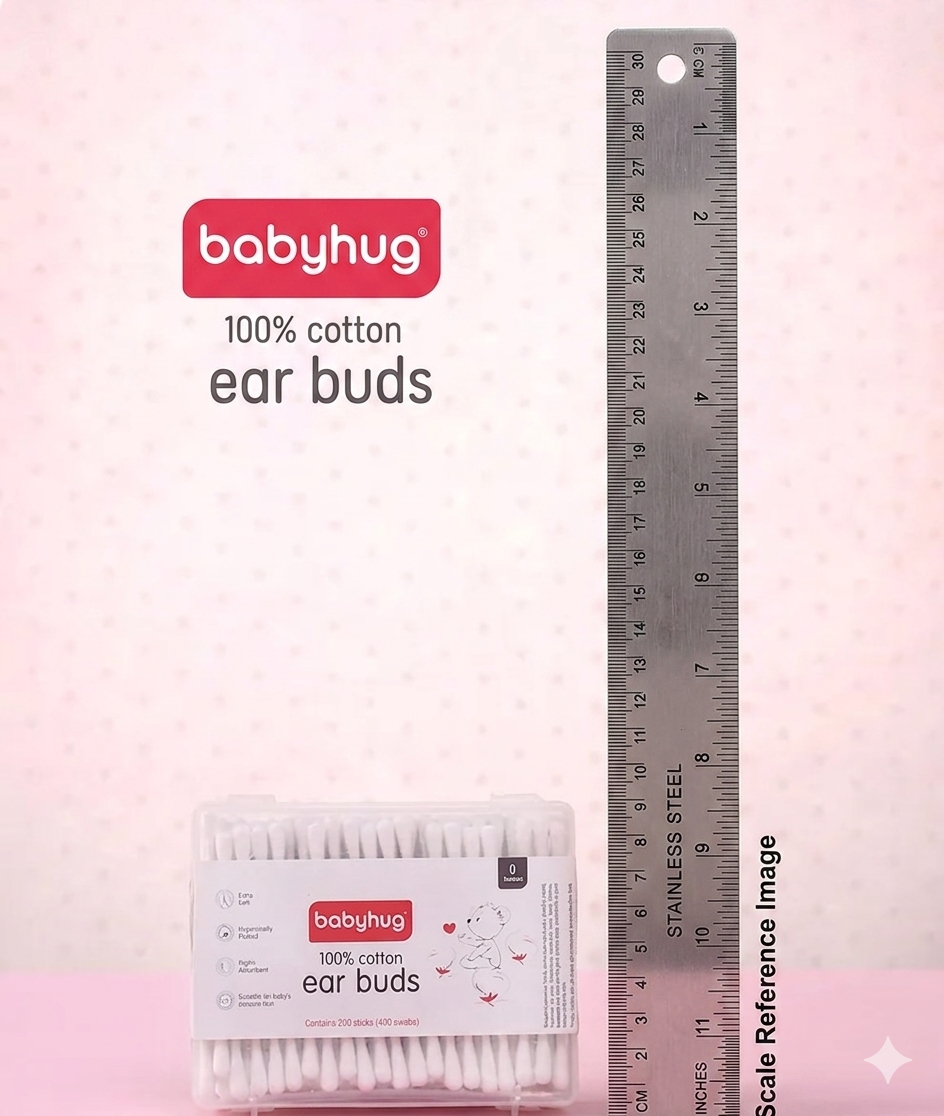 Babyhug 100% Pure Cotton Buds with Eco-Friendly Paper Sticks 200 Pieces | Soft | Safe | Gentle for Babies
