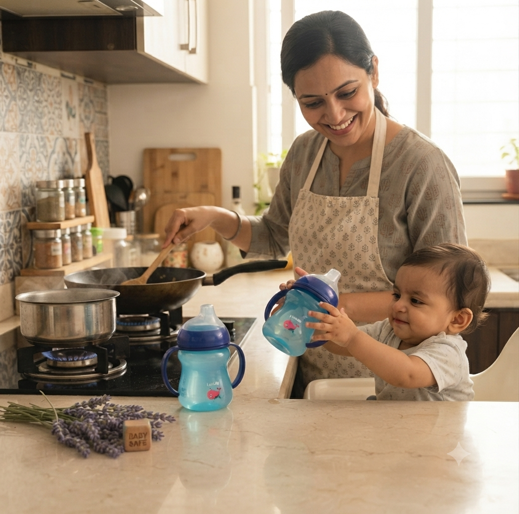 Moby Little Spout Sippy Cup, 240Ml, Blue