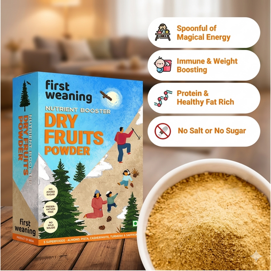 First weaning 100% Dry Fruits Powder for Baby with No Added Junk 100g |Made with Almonds, Cashews, Pista, Saffron & Nutmeg | Weight Gain - Protein & Calcium Rich for Porridge