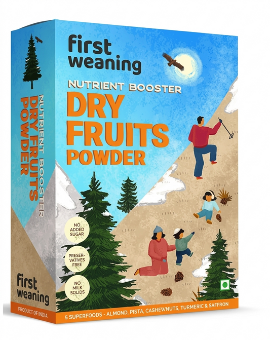 First weaning 100% Dry Fruits Powder for Baby with No Added Junk 100g |Made with Almonds, Cashews, Pista, Saffron & Nutmeg | Weight Gain - Protein & Calcium Rich for Porridge