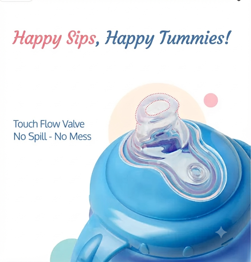 LuvLap Hippo Spout Sipper for Infant/Toddler, Anti-Spill Sippy Cup with Soft Silicone Spout BPA Free, 6m+ (Blue)
