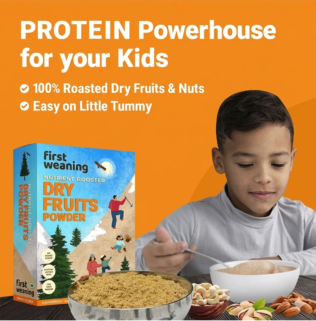 First weaning 100% Dry Fruits Powder for Baby with No Added Junk 100g |Made with Almonds, Cashews, Pista, Saffron & Nutmeg | Weight Gain - Protein & Calcium Rich for Porridge