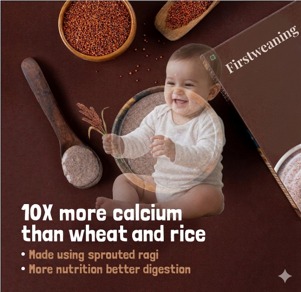 Firstweaning Sprouted Ragi Flour 800 g |100% Homemade & Naturally Dried Sprouted Ragi Flour|Gluten Free