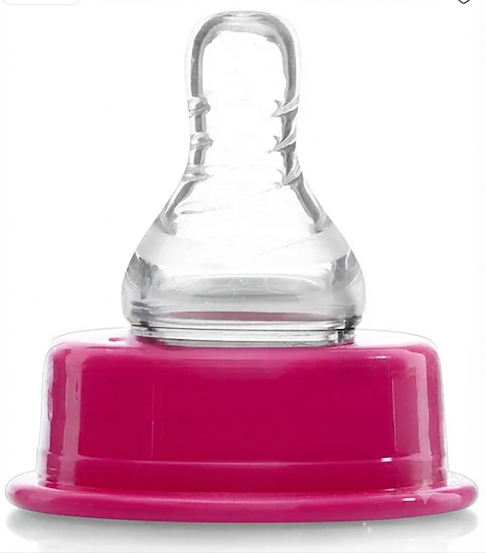 Babyhug BPA-Free Natural Glass Baby Bottle 125 ml, Pink | Anti-Colic Silicone Nipple| Leak-Resistant | Durable | Travel friendly