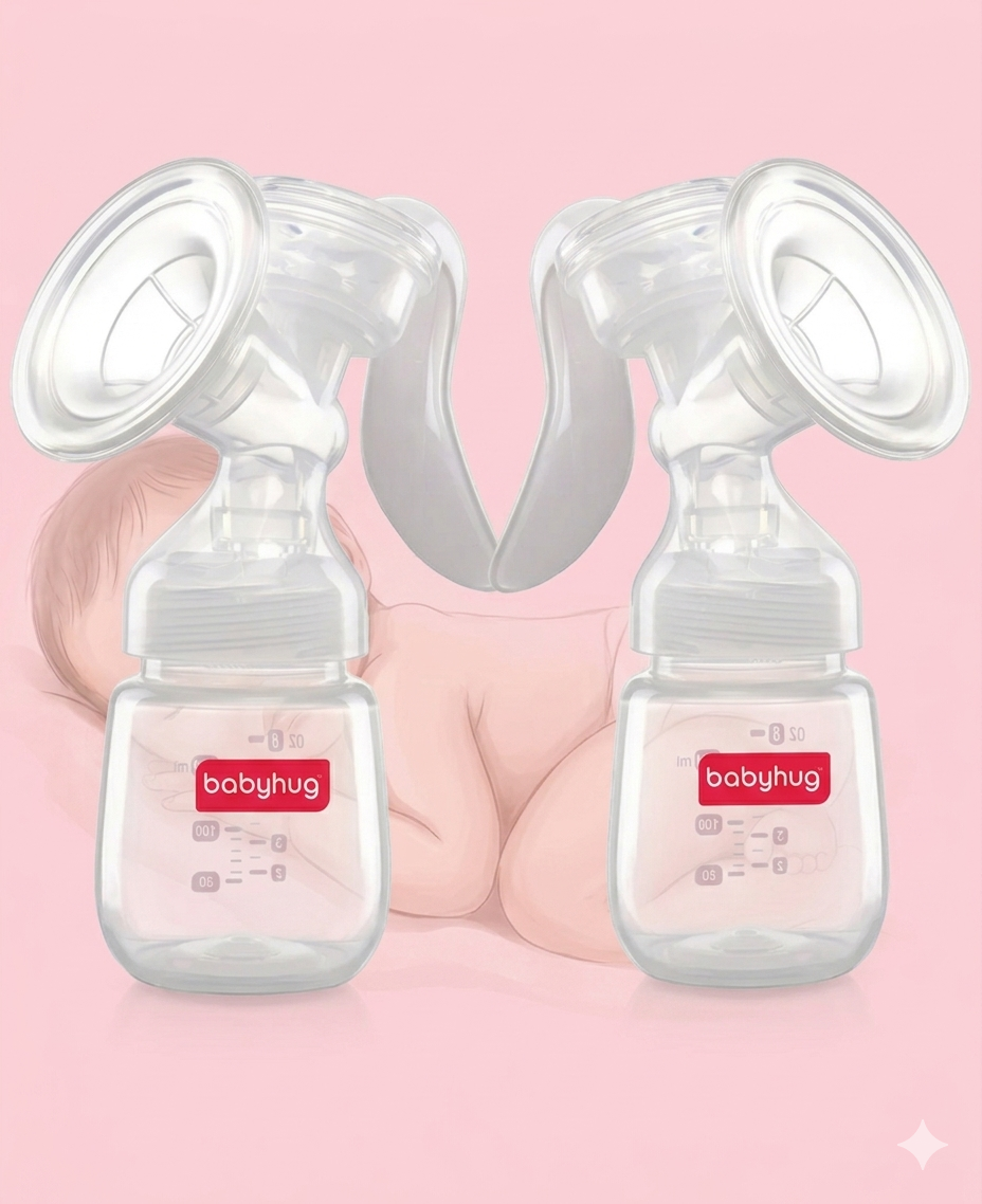 Babyhug Manual Breast Pump with Rotating Handle - White