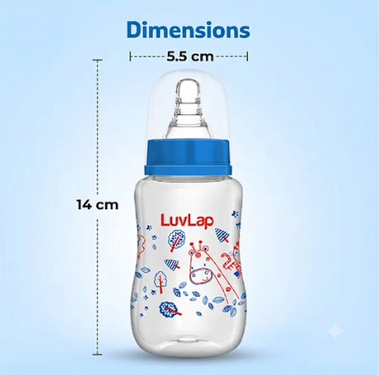 LuvLap Anti-Colic Slim Regular Neck Essential BPA-Free Baby Feeding Bottle, Blue