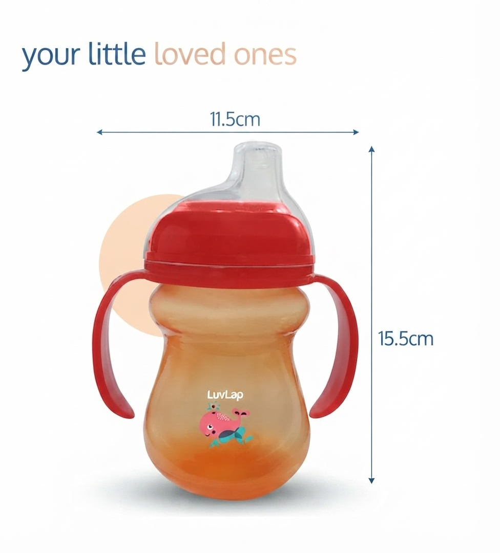 LuvLap Mobby Little Spout Sipper, BPA Free, 240 ml, 6m+ (Orange)