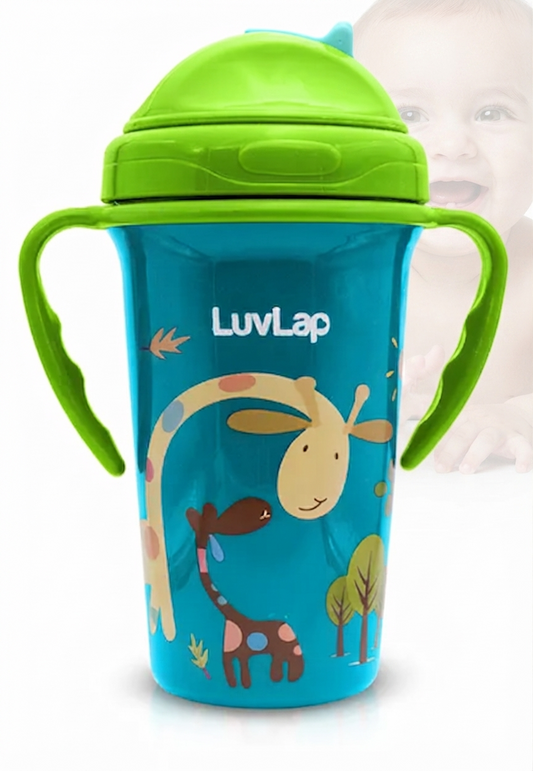 LuvLap Tiny Giffy Sippy Cup, Silicone Straw, BPA Free, 300 ml 18m+ (Green)