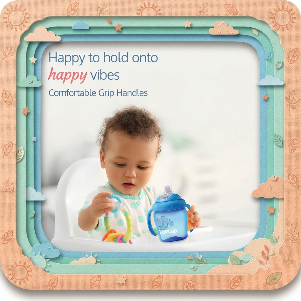 LuvLap Hippo Spout Sipper for Infant/Toddler, Anti-Spill Sippy Cup with Soft Silicone Spout BPA Free, 6m+ (Blue)