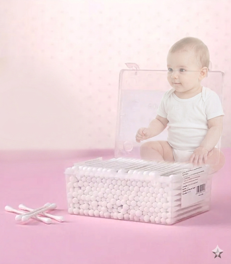 Babyhug 100% Pure Cotton Buds with Eco-Friendly Paper Sticks 200 Pieces | Soft | Safe | Gentle for Babies
