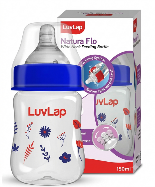 Luvlap Anti-Colic Wide Neck Natura Flo Baby Feeding Bottle, New Born/Infants/Toddler Upto 3 Years, Floral,