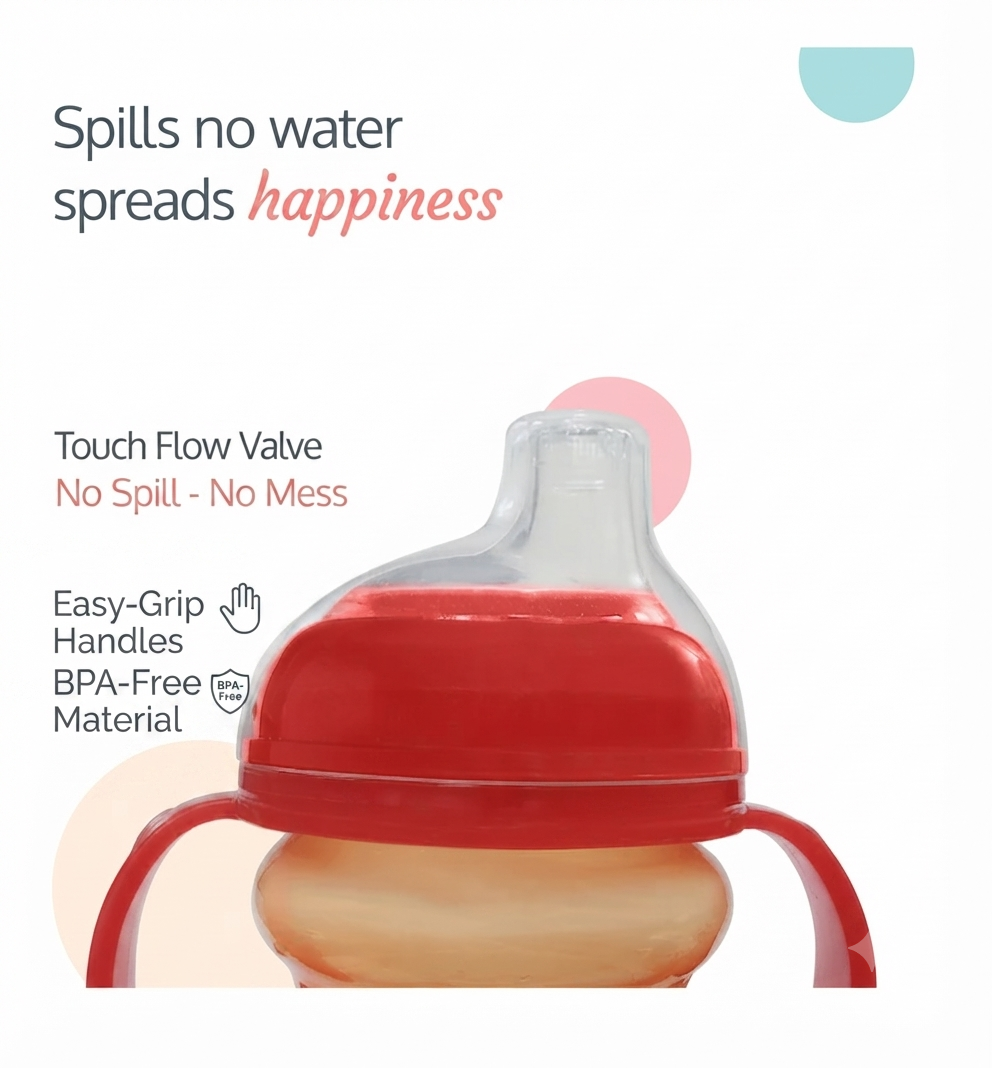 LuvLap Mobby Little Spout Sipper, BPA Free, 240 ml, 6m+ (Orange)