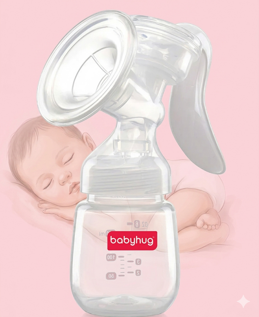 Babyhug Manual Breast Pump with Rotating Handle - White