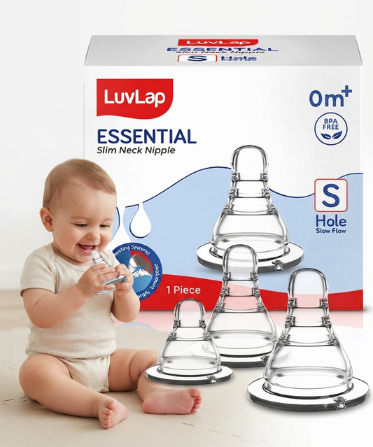 LuvLap Anti-Colic Nipple for Slim Neck Bottle, 2pcs, Slow Flow, 0m+, BPA Free