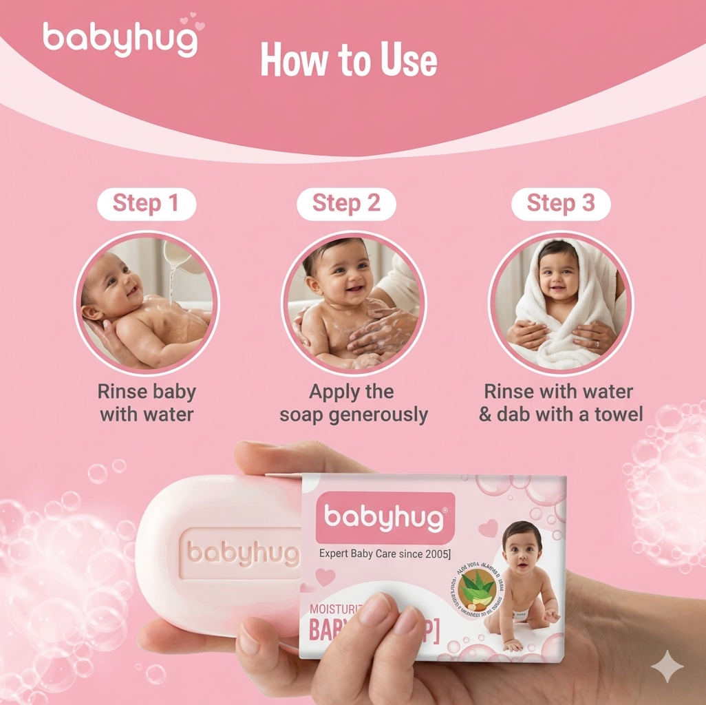 Babyhug organic baby soap | 75gm | pack of 2 | Gentle Moisturizing Bar | Hypoallergenic & Dermatologically Tested for Baby's Sensitive | Tear Free