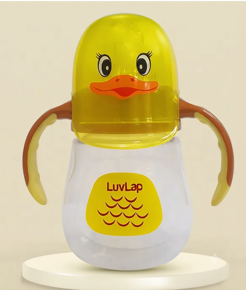 LuvLap Luvlap Naughty Duck Sipper, Soft Silicone Spout, Anti-Spill, Colour, 210 ml, 6M+ - Yellow