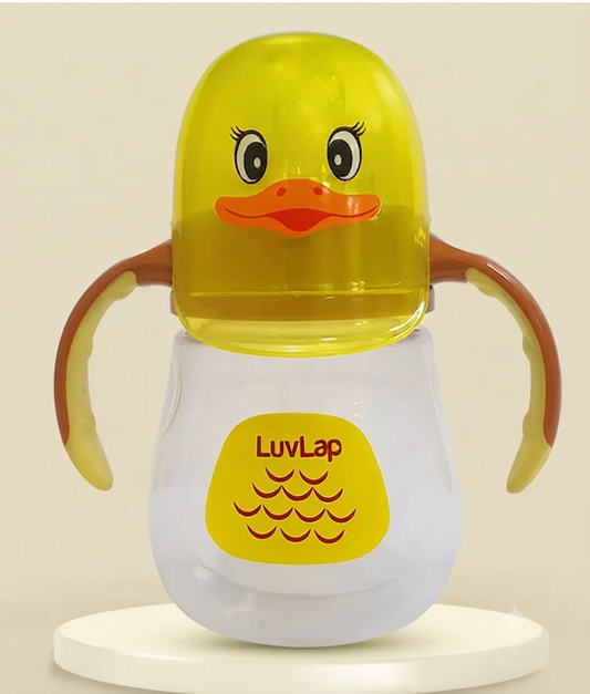 LuvLap Luvlap Naughty Duck Sipper, Soft Silicone Spout, Anti-Spill, Colour, 210 ml, 6M+ - Yellow