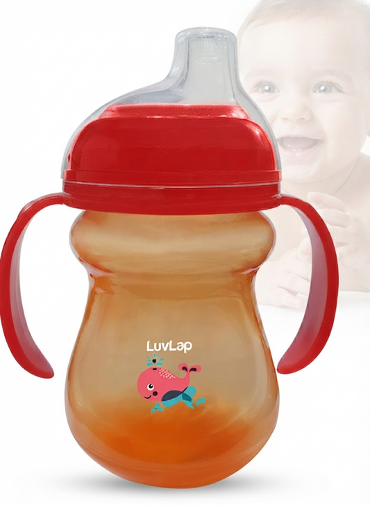 LuvLap Mobby Little Spout Sipper, BPA Free, 240 ml, 6m+ (Orange)