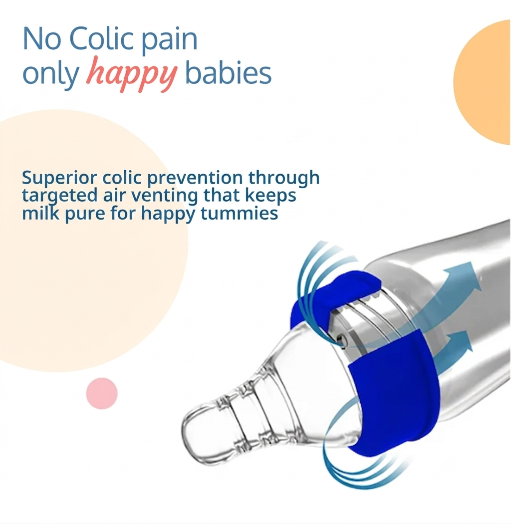 Luvlap Anti-Colic Wide Neck Natura Flo Baby Feeding Bottle, New Born/Infants/Toddler Upto 3 Years, Floral,
