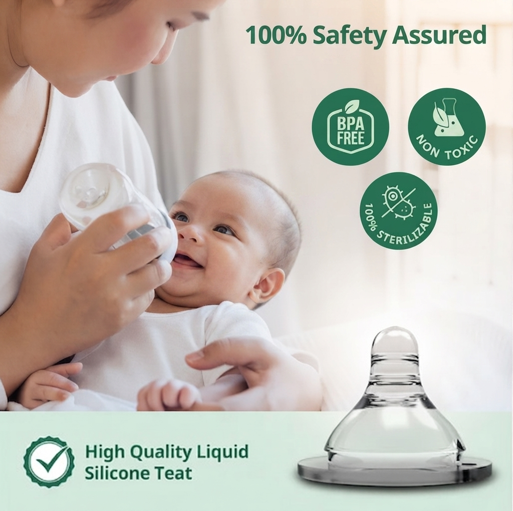LuvLap Anti-Colic Essential Teat/Nipple for Slim Neck Bottle, 4pcs, Variable Flow "X", 9m+, BPA free