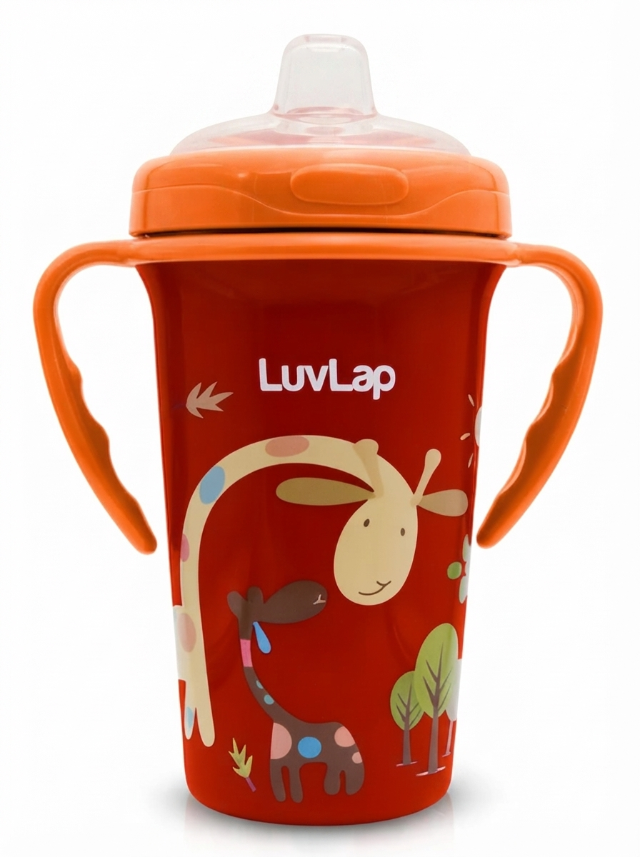 LuvLap Tiny Giffy Sippy Cup, Silicone Straw, BPA Free, 300 ml 18m+ (Purple)