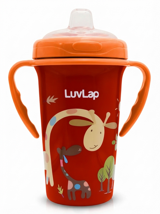 LuvLap Tiny Giffy Sippy Cup, Silicone Straw, BPA Free, 300 ml 18m+ (Purple)