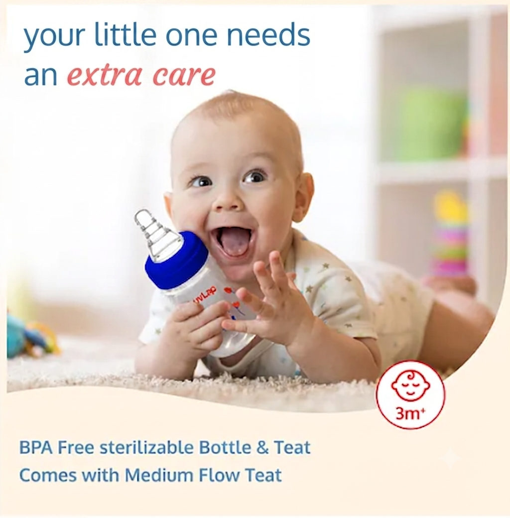 Luvlap Anti-Colic Wide Neck Natura Flo Baby Feeding Bottle, New Born/Infants/Toddler Upto 3 Years, Floral,