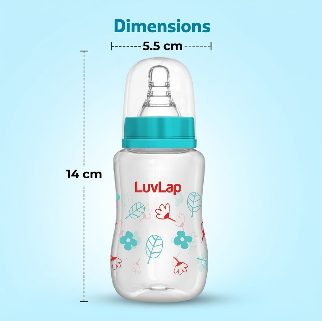LuvLap Anti-Colic Slim/Regular Neck Slim Neck Folwer Feeding Bottle,Plain, with anti Colic Nipple, New Born / Infants / Toddler upto 3 years, BPA