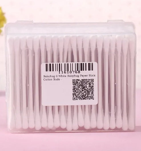 Babyhug 100% Pure Cotton Buds with Eco-Friendly Paper Sticks 200 Pieces | Soft | Safe | Gentle for Babies