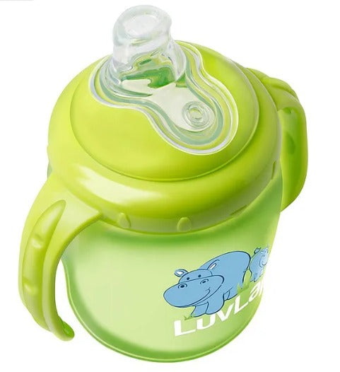 LuvLap Hippo Spout Sipper for Infant/Toddler, Anti-Spill Sippy Cup with soft Silicone Spout, BPA Free, Sipper with handles, 6m+ (Green)