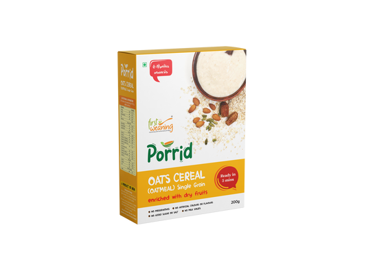 First WeaningMultigrain Milk & Fruits Oats Cereal | With Iron, Protein, Calcium | 19 Nutrients | 300g, Bag-in-box